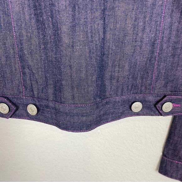 American Girl Purple Denim Zip Embroidered Jacket Large (14/16) - Picture 6 of 7